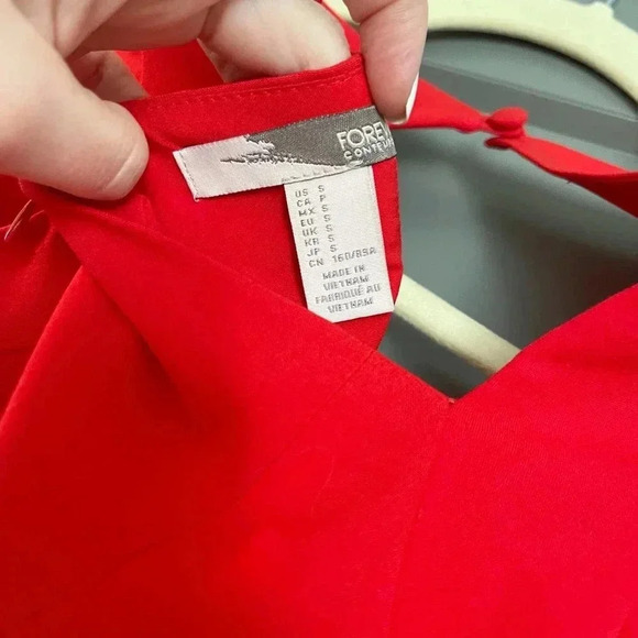 Forever 21 Womens Stretch V-Neck Cap Sleeve Sheath Dress Red Small NWT - Picture 10 of 11